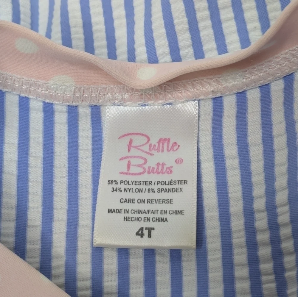 Ruffle Butts Polka Dot Stripe 2 Piece Bathing Suit 4T